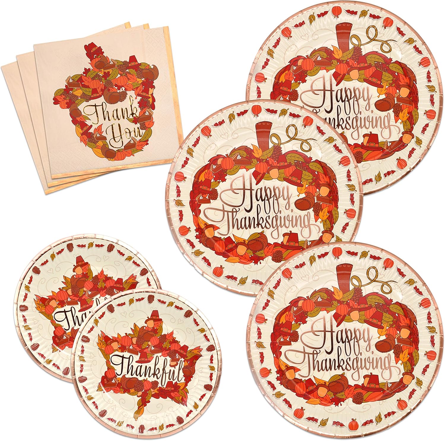 Thanksgiving Paper Plates and Napkins Disposable Dinnerware