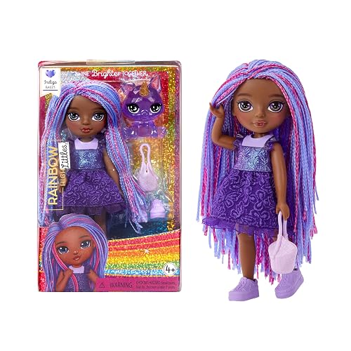 Rainbow High Littles - Indigo Bailey - Small, Posable Fashion Doll – Purple 14 cm Tall Doll with Purse and Magical Pet Fox - Suitable for for Kids and Collectors