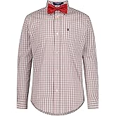 Izod Boys' Long Sleeve Button-Down Collared Dress Shirt with Bow Tie and Chest Pocket
