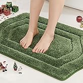 COSY HOMEER Extra Thick Bath Rugs for Bathroom - Anti-Slip Bath Linen Sets Mats Soft Plush Yarn Shaggy 100% Strong Polyester Living Room Bedroom Floor Water Absorbent(Green,17x27 - Inches)
