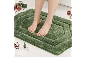 COSY HOMEER Extra Thick Bath Rugs for Bathroom - Anti-Slip Bath Linen Sets Mats Soft Plush Yarn Shaggy 100% Strong Polyester Living Room Bedroom Floor Water Absorbent(Green,17x27 - Inches)