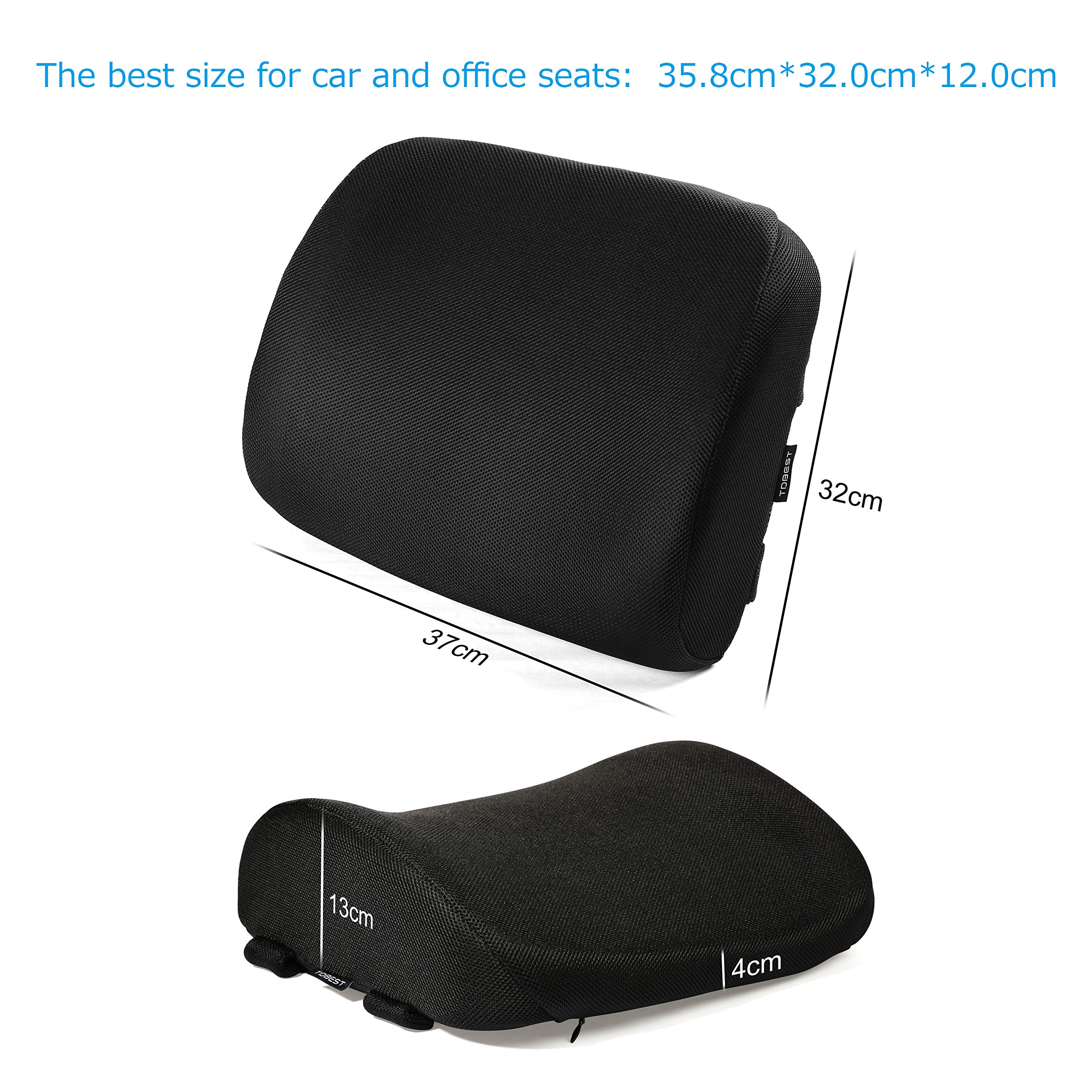 Tdbest Lumbar Support Pillow Premium Cooling Gel and Memory Foam Lumbar Cushion Lower Back Pain Cushion (Black)