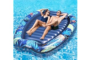 Sinbyuer 2026 Luxury 2 Person Inflatable Tanning Pool Lounger Float, 90 x 67 Inch Extra Large Inflatable Tanning Bed, Sunbath