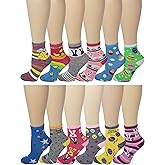 Ayla 12 Pairs Pack Kids Girls Colorful Creative Fun Novelty Design Crew Socks (6-8, Easter Holidays)