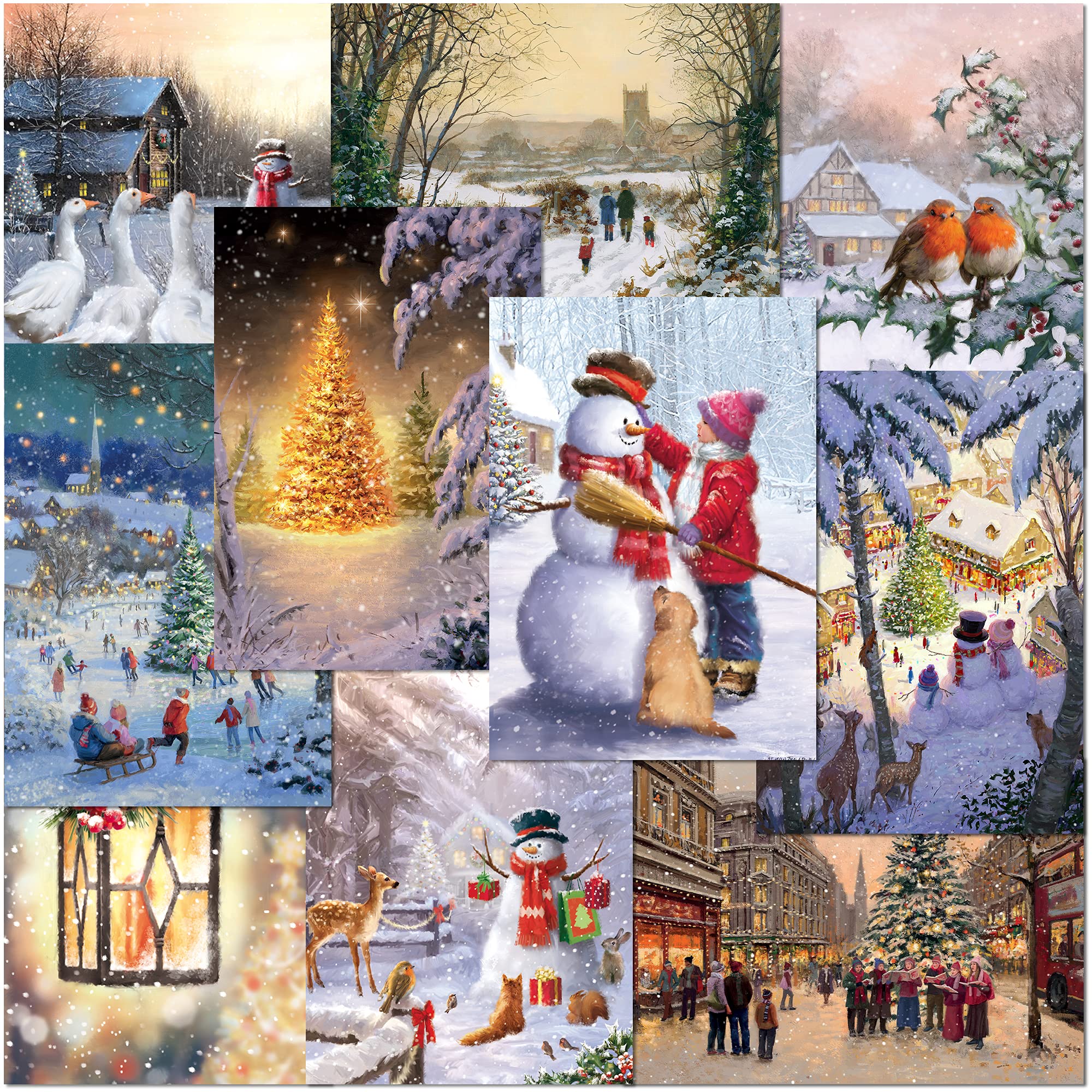 Olivia Samuel Pack of 10 Premium Traditional Christmas Cards from A5 Standard Size Multipack Assortment with Peel and Seal Envelopes