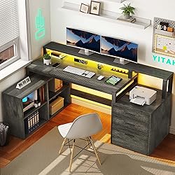 YITAHOME L Shaped Desk with 3 Drawers, 65" Corner