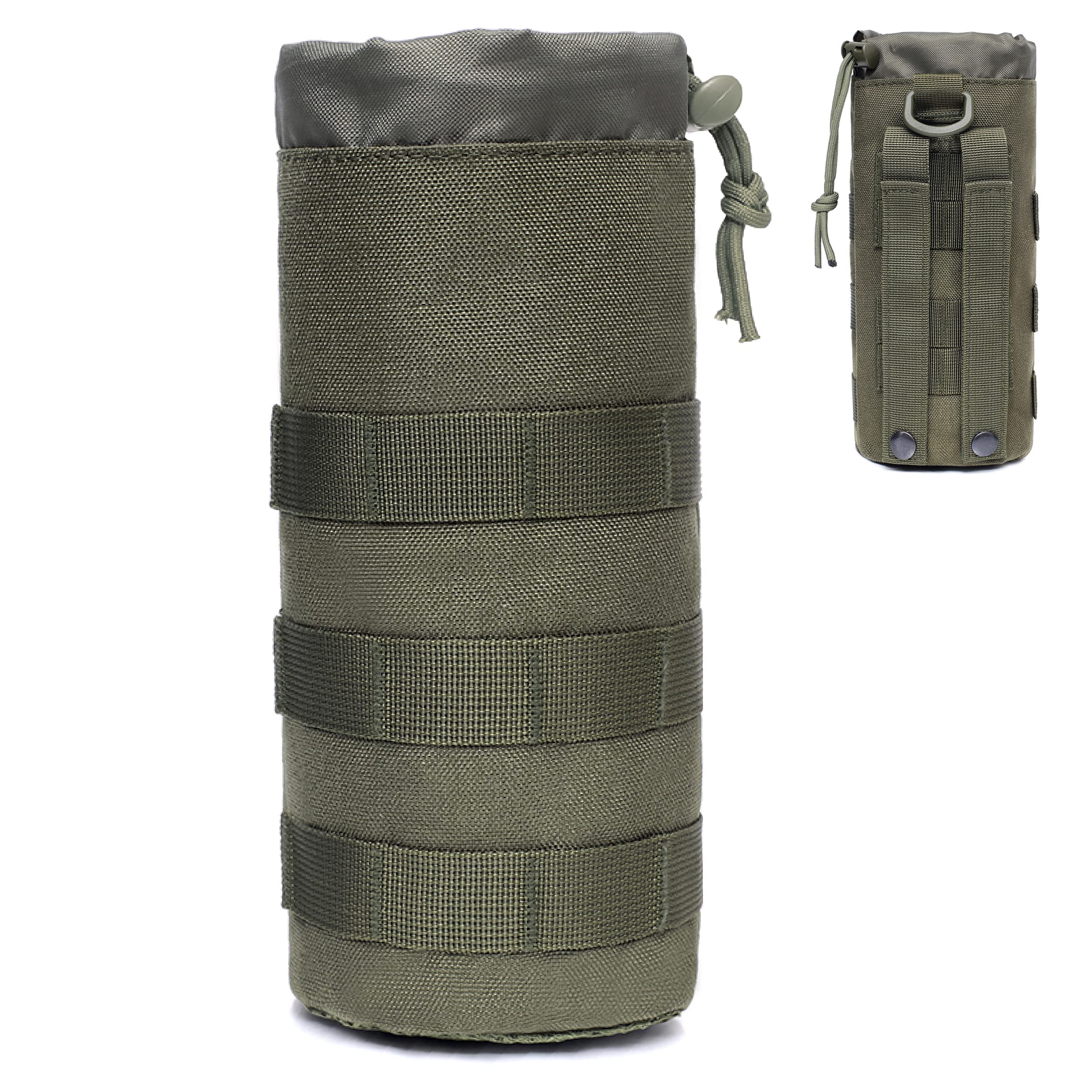 Azarxis Tactical Water Bottle Pouch, Molle Bottle Holder Holster Hydration Carrier Bag with Adjustable Drawstring Open Top for Military Vest Backpack Outdoor Cycling Hiking Camping Running (Green) โ image 1