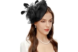 BABEYOND Fascinators Hats for Women - Tea Party Kentucky Fascinator Derby Pillbox Hat Mesh Feathers Headband with Hair Clip