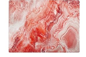 Red Marble Kitchen Glass Cutting Board Ocean Decorative Gift Marbled Granite Stone Rock Gift For Her Mom Wife (Red Marble)