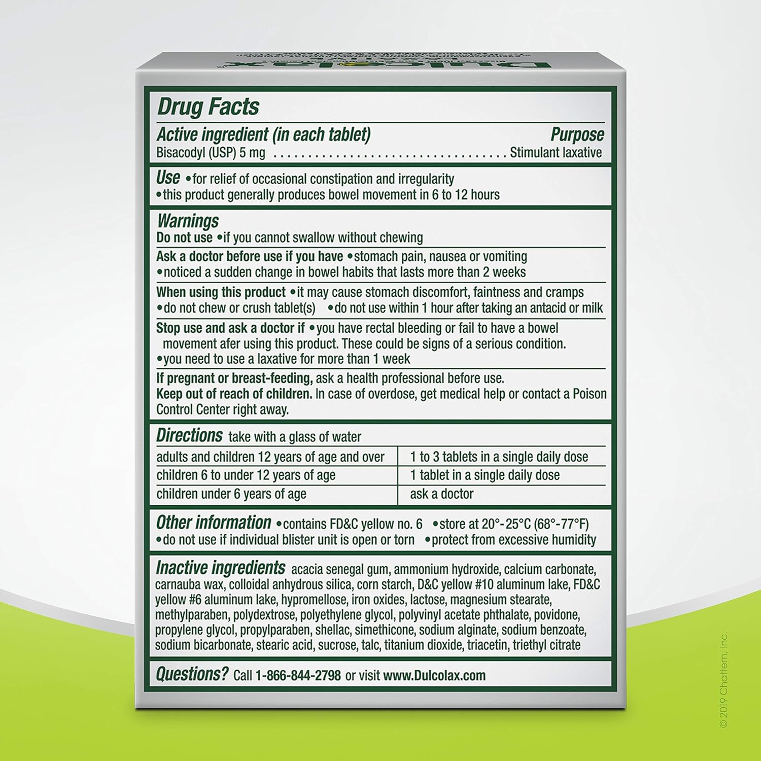Dulcolax Laxative Tablets, 100 Count, Gentle, Reliable Overnight Relief from Constipation, Hard, Dry, Painful Stools, and Irregular Bowel Movements, Stimulates Bowel to Encourage Movement: Health & Personal Care