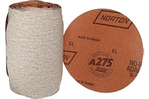 Norton A275OP PSA Adhesive Sandpaper Roll, 120 Grit Sandpaper, Woodworking and Automotive Sand Paper for Orbital Sander, 5 In