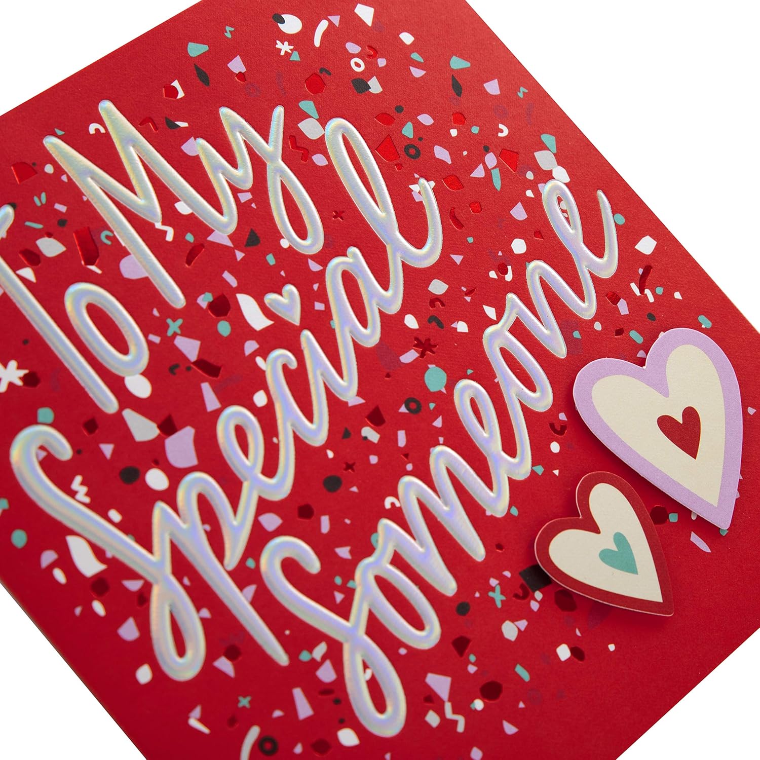 Hallmark Valentines Day Card for Someone Special Embossed Illustrated Design with Positive Quote, Red, Red & White, 16 cm by 16 cm - Image 4