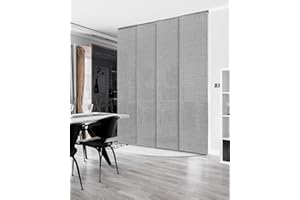 GoDear Design Adjustable Sliding Panel Hanging Room Dividers 45.8"- 86" W x 96" H, Extendable Vertical Blinds for Sliding Glass Doors, Closet Door Blinds Trimmable Fabric Panel Curtain Shades, Airo