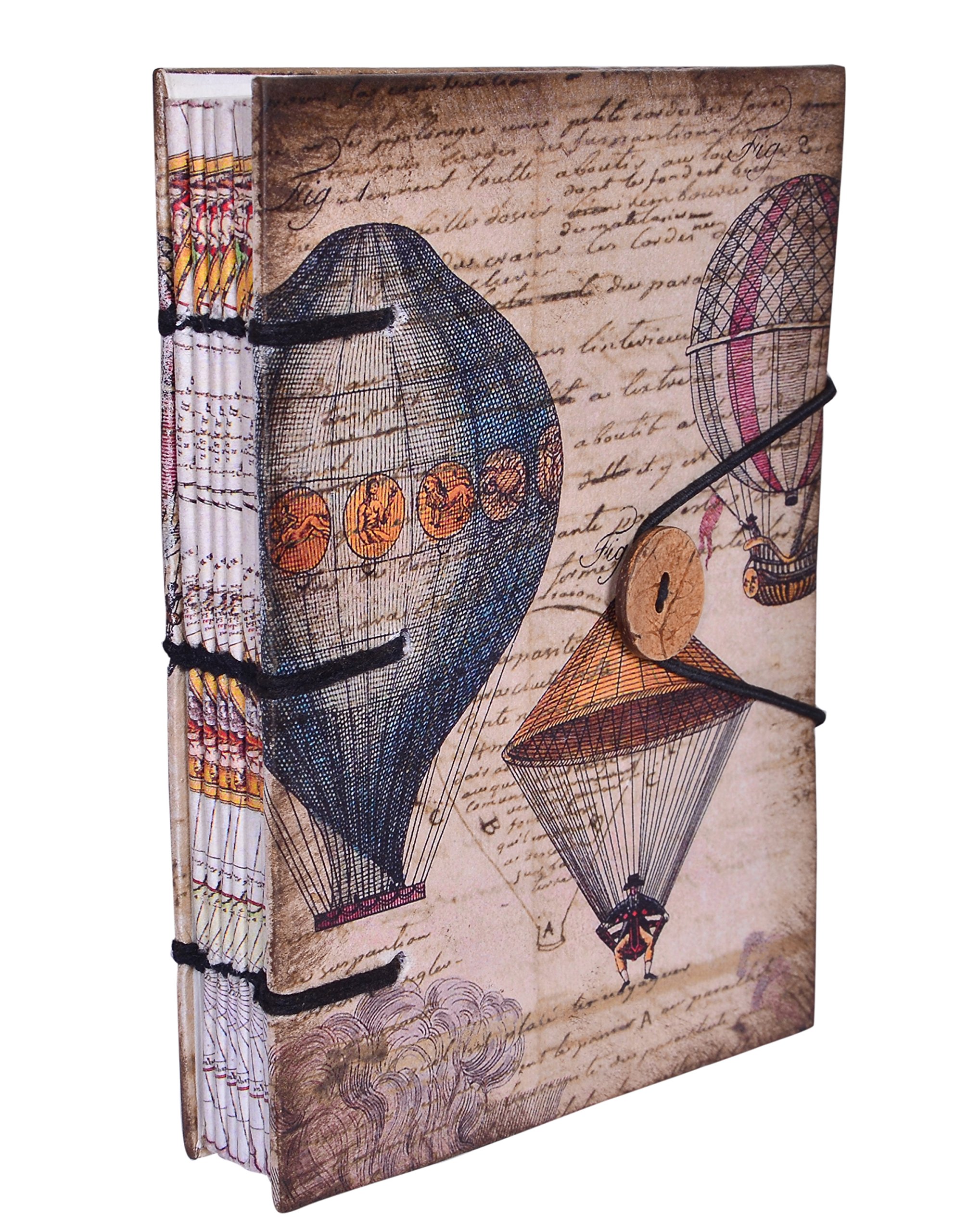 Purpledip Vintage Diary 'Exploring The World': Handmade Paper Journal with String & Button Closure (10617)