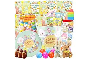 SARAH'S CANDY FACTORY Easter Snack Green Tin (56 Count) Filled with Treats Peelable Marshmallow Gummies, Bunny and More, Great Package for Family, Friends, Kids, Boys and Girls