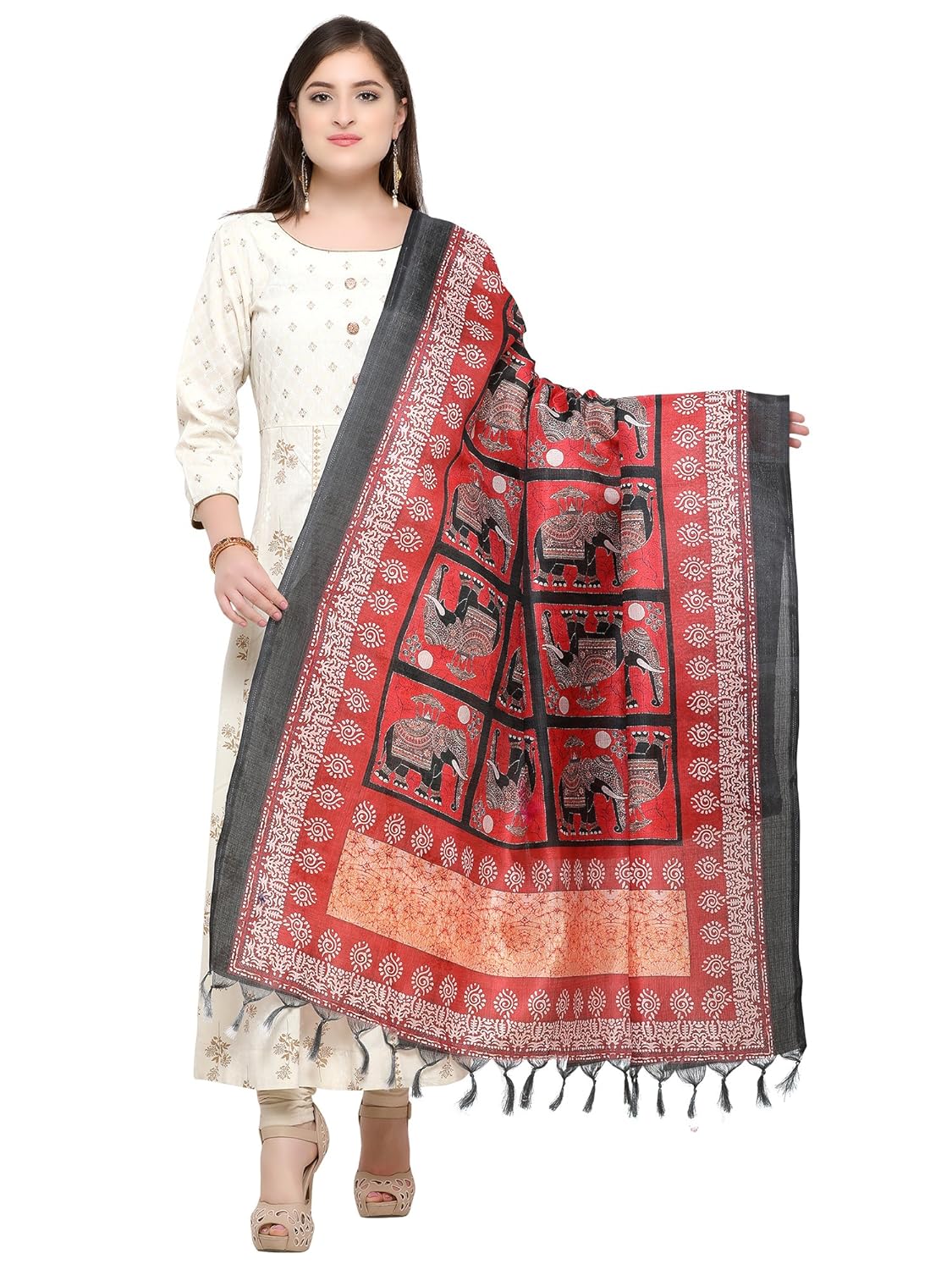 applecreation women's khadi silk dupatta (red_dgdpt61)
