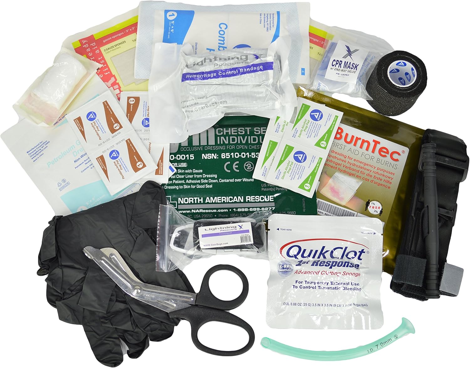 Lightning X Premium IFAK/Gunshot Trauma Bloodstop MOLLE Kit w/QuikClot & Tourniquet - TAN: Health & Personal Care