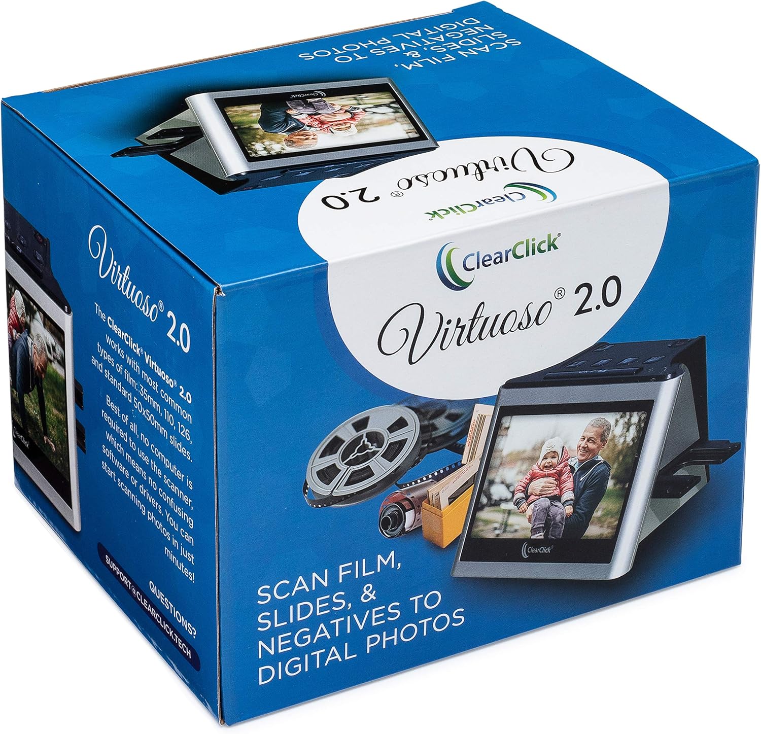 ClearClick Virtuoso 2.0 (Second Generation) 22MP Film & Slide Scanner with Extra Large 5" LCD Screen - Convert 35mm, 110, 126 Slides and Negatives to Digital Photos: Electronics