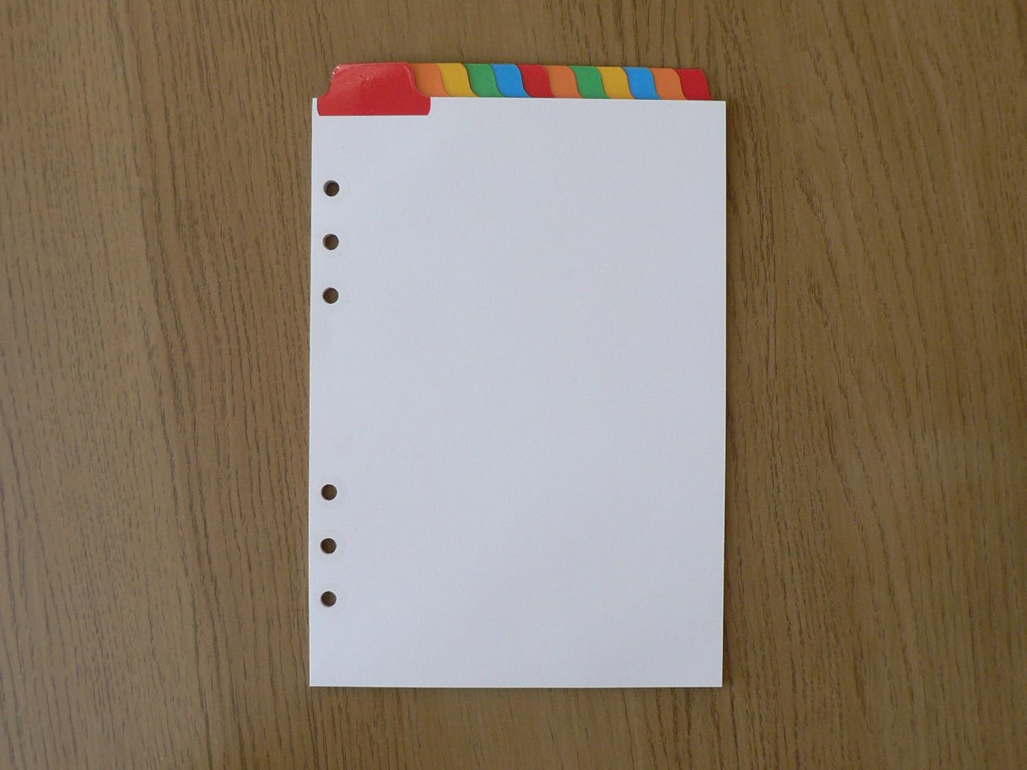 Filofax A5 Organiser Dividers with 12 Multicoloured Top Positioned