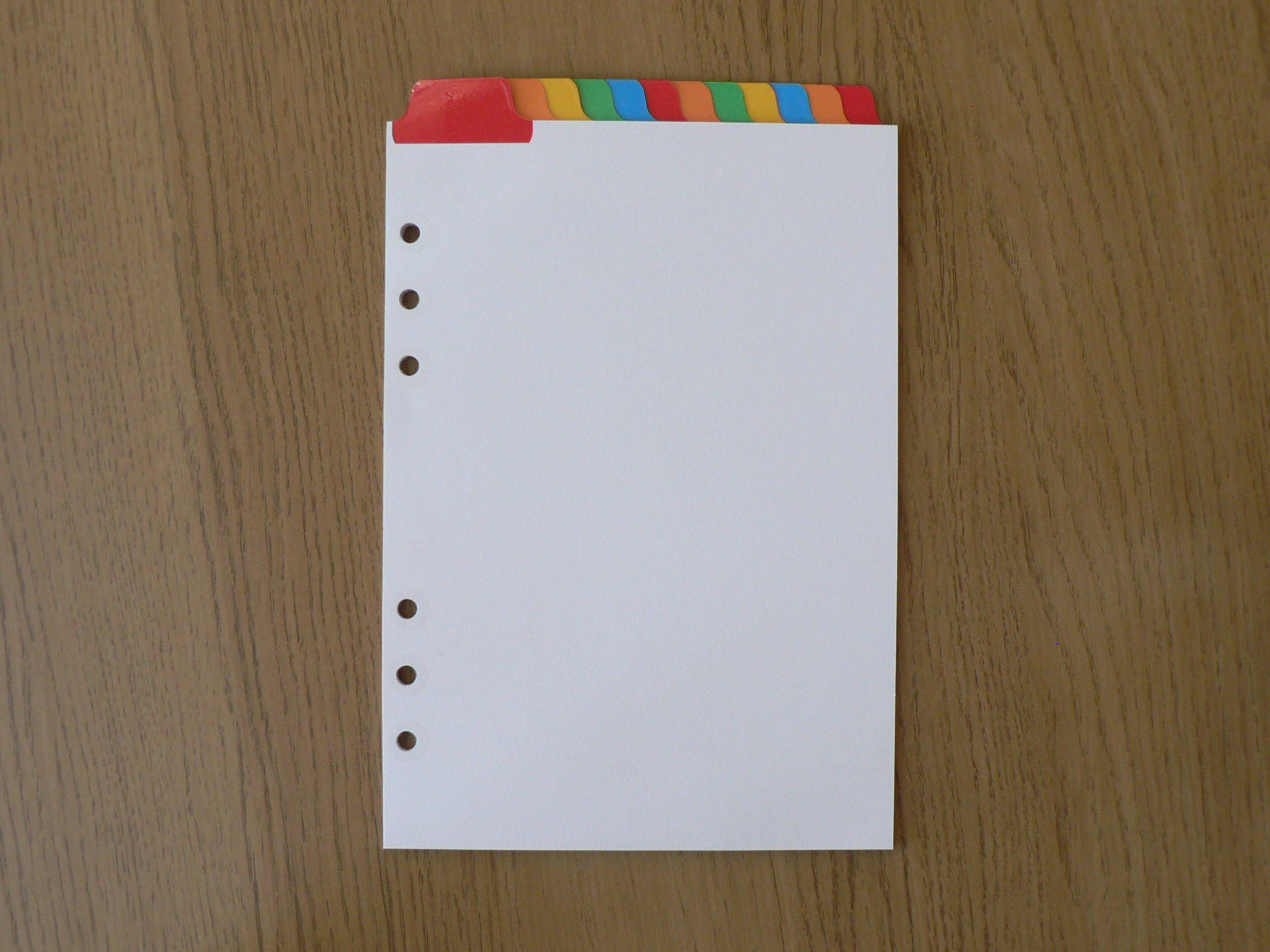 Filofax A5 Organiser Dividers with 12 Multicoloured Top Positioned Mylar Tabs