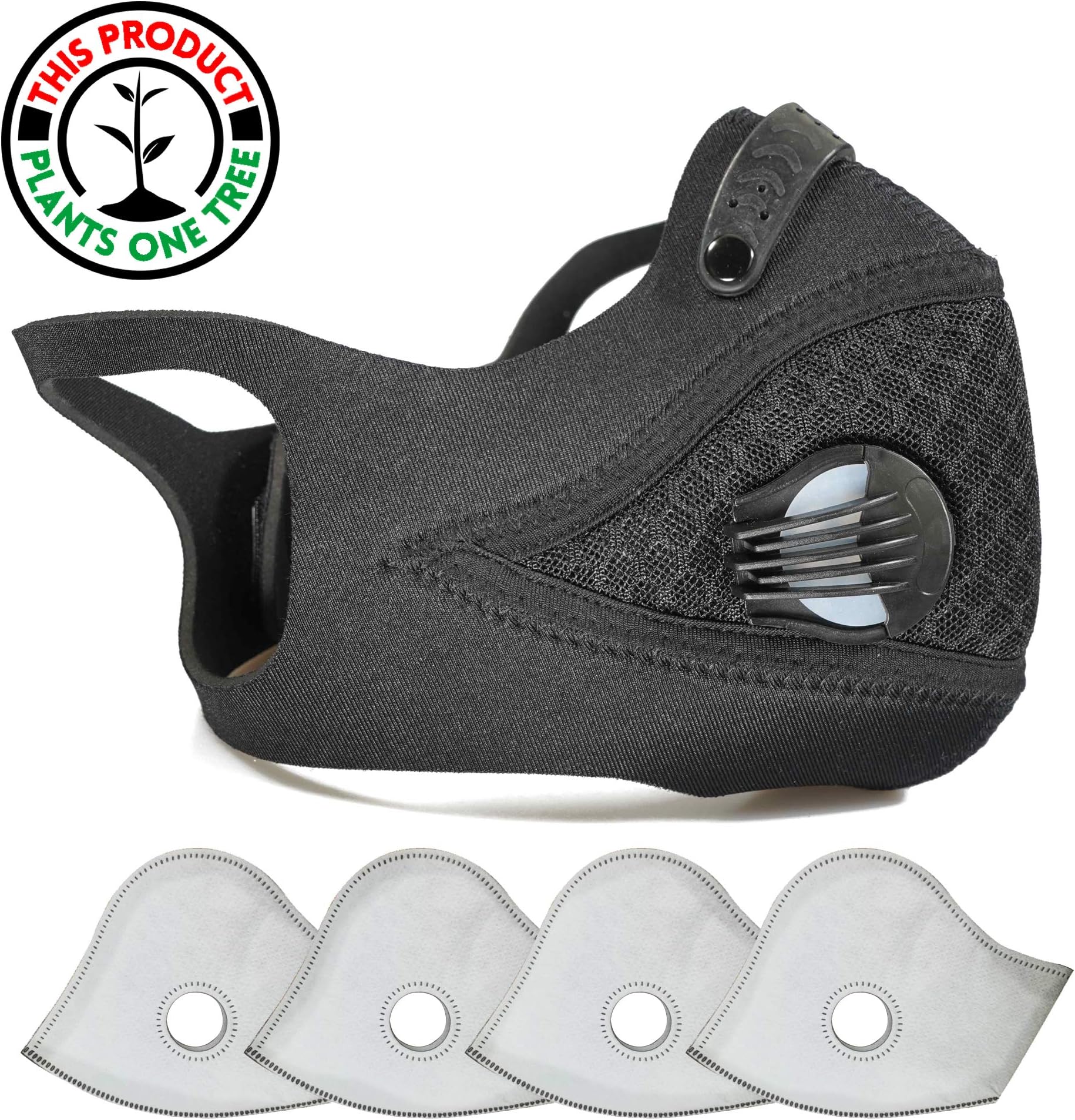 AIRNEX Dust Mask | Mouth Mask Respirator with 4 Carbon Filters for Pollution Pollen Allergy Woodworking Mowing Running | New Innovative Material Neoprene and Mesh for more breathability and comfort