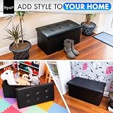 Nyxi Faux Leather 76x38x38cm Foldable Storage Ottoman Seat Black view 7