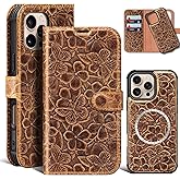 Thryxop Genuine Leather Wallet Case for iPhone 16 Pro Max | 2-in-1 Magnetic Detachable Flip Folio Cover with Card Slots, RFID Blocking, Shockproof Protection & Wireless Charging, Brown