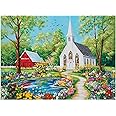500 Pieces Jigsaw Puzzles for Adults, Spring Chursh Puzzle for Adults Children Seniors, Recycled Paper Puzzle 500 Pieces, NO Dust, Colorful Challenging Puzzle Family Game Gift for Friends (20.5x15in)