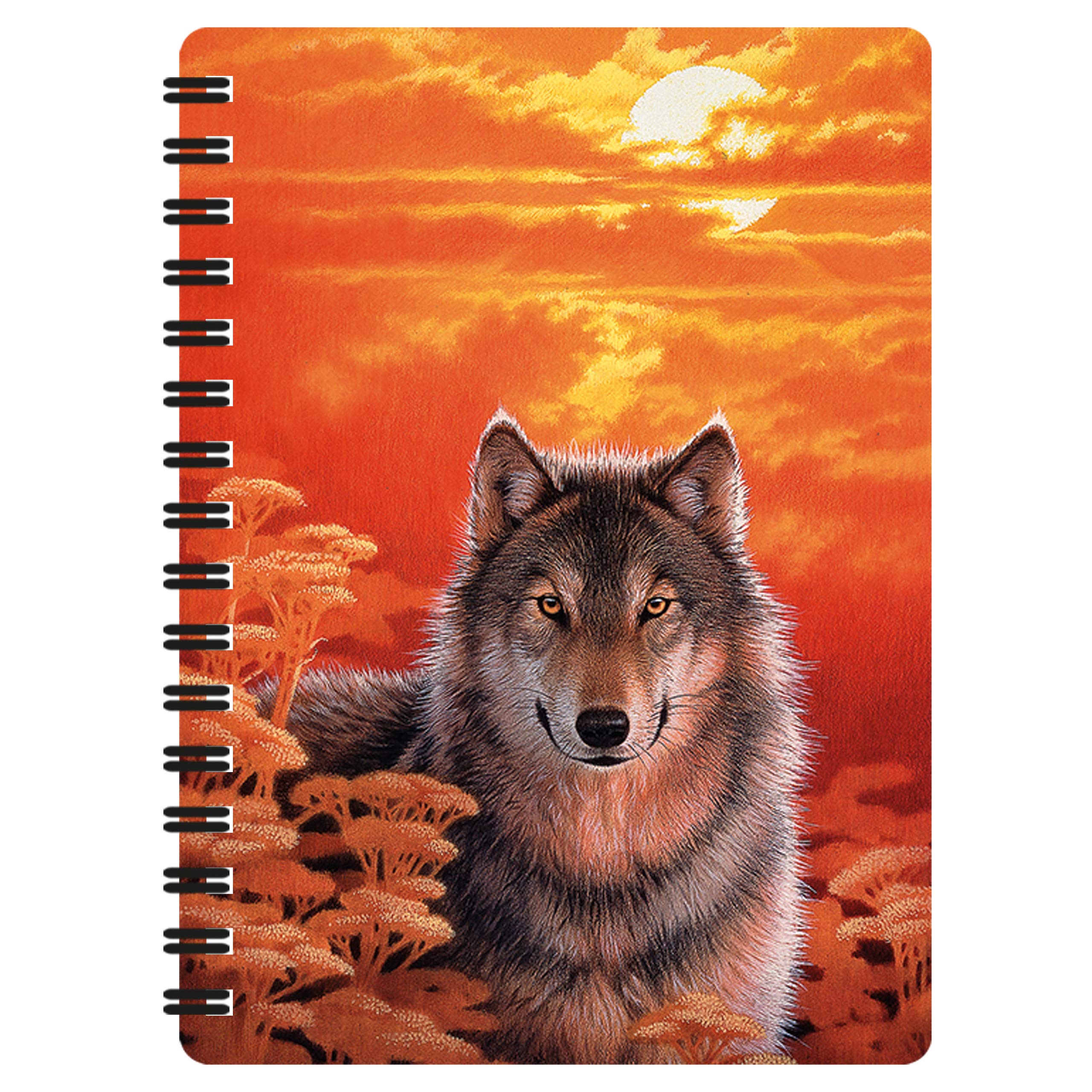 3D LiveLife Jotter - Gaze from Deluxebase. Spiral Bound A6 5.5x4in Small Notebook with 80 Plain Recycled Pages. Pocket Sized Animal Notepad, Journal or Drawing Book with Wolf Cover