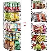 5 Pack XXL Stackable Wire Storage Basket, Extra Large Capacity Pantry Organizer and Storage, Muti-Purpose for Fruit Vegetable Basket & Toy Bin & Snack Organizer