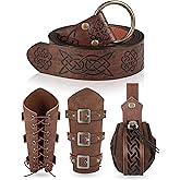 LEIFIDE Medieval Viking Belt Faux Leather Arm Guards Renaissance Accessories Viking Leather Bracers Medieval Bag