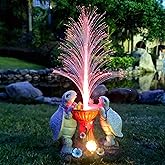 RCTTICUU Solar Turtle Garden Statues with LED Lights, Resin Turtles Figurine Outdoor Decorations Colour Changing Optical Fiber Solar Light, Outside Art Decor for Lawn,Yard, Unique Housewarming Gifts
