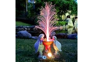 RCTTICUU Solar Turtle Garden Statues with LED Lights, Resin Turtles Figurine Outdoor Decorations Colour Changing Optical Fiber Solar Light, Outside Art Decor for Lawn,Yard, Unique Housewarming Gifts