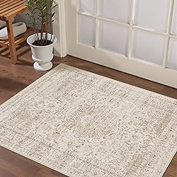 WondRg 2x3 Washable Beige Vintage Area Rug for