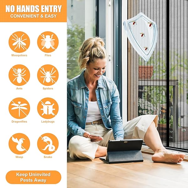 LIAMST MAGNETIC SCREEN DOOR – FITS 36′ X 80′, SELF SEALING, HEAVY DUTY, HANDS FREE MESH PARTITION, MAGNETIC CLOSURE