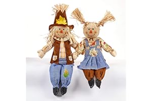 WORTH IMPORTS 28" Sitting, Set of 2 Scarecrow, Blue, Brown, Yellow, Cream, Black, Orange