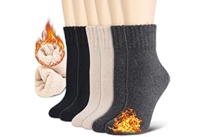 NevEND 3/6 Pairs Women's Wool Merino Winter Thermal Boot Thick Insulated Heated Mini Crew Socks