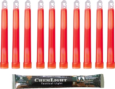 Cyalume ChemLight Military Grade Red 6" 12Hr Chemical Light Sticks 10 Pack
