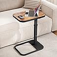 Kitstorack TV Tray Table, Adjustable Height & 90° Flip-Over Panel Design, Sofa Arm End Side Table for Eating Laptop Couch Bed Dinner or Small Spaces