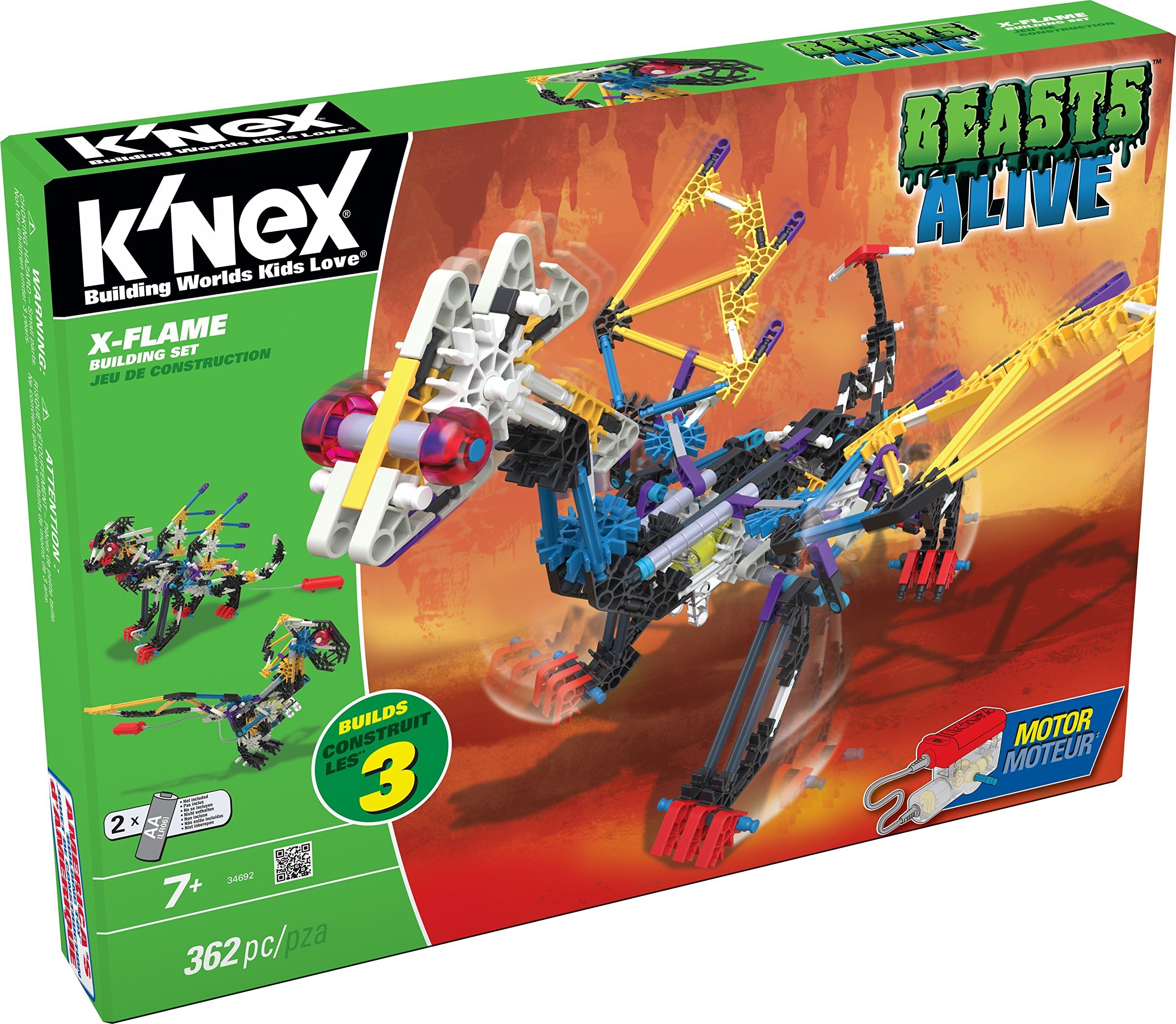 K’NEX Beasts Alive X-Flame Building Set for Ages 7 and up, Engineering Educational Toy, 362 Pieces