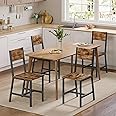 VASAGLE Dining Chair Set of 4, Rustic Wood Chairs with Metal Steel Frame, Easy to Assemble, Comfortable Seat, Modern Farmhouse Chair for Kitchen, Bedroom, Living Room, Rustic Brown and Ink Black