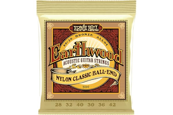 Ernie Ball Earthwood Folk Nylon Ball End Set, Clear and Gold