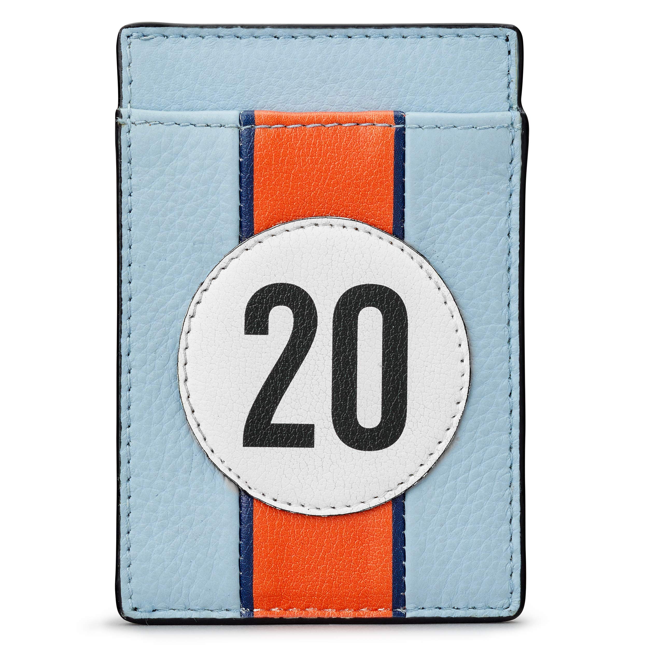 Yoshi Race Car Livery #20 Compact Card Holder with RFID Blocking, Genuine Leather, Slim Wallet, Minimalist Design