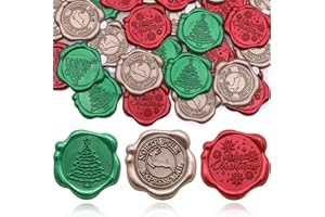 SWANGSA 60Pcs Christmas Wax Seal Stickers, Christmas Party Invitation Envelope Seal Stickers Self Adhesive Wax Stickers for Invitation, Greeting Cards, Gift Wrapping
