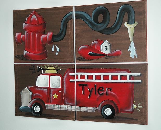 Amazon.com: FIRE TRUCK art * 3 paintings, 16X20 inches each * HUGE