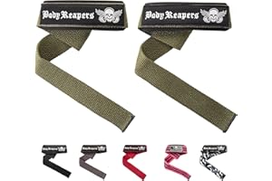 Body Reapers Lifting Straps for Weightlifting Women & Men - 24 Inch Long Padded Neoprene Cotton Deadlift Straps for Strength Training, Deadlifting with Extra Hand Grips Support