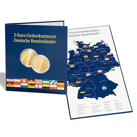 Leuchtturm 300408 PRESSO Münzalbum für 16 deutsche 2 Euro Gedenkmünzen der Bundesländer | 2 Euroserie Deutsche Bundesländer |