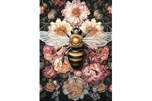 Legrace Bee Diamond Art Painting Kits for Adults - Full Drill Diamond Dots Paintings for Beginners, Flower Round 5D Paint with Diamonds Pictures Gem Art Painting Kits DIY Adult Crafts Kits 12x16inch