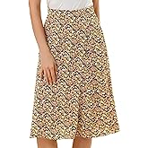 Allegra K Floral Skirt for Women's Elastic Waist A-Line Midi Skirts