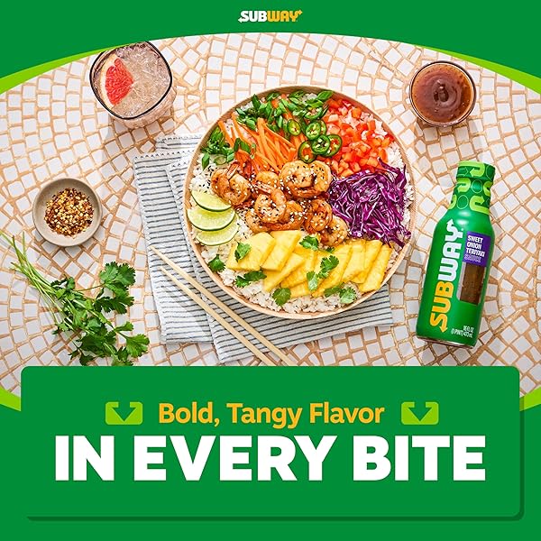 SUBWAY SWEET ONION TERIYAKI SAUCE, 16 FL. OZ., MADE WITH GINGER, POPPYSEED AND GREEN ONIONS, PERFECT CHICKEN MARINADE, GLAZE, STIR FRY OR HIBACHI SAUCE